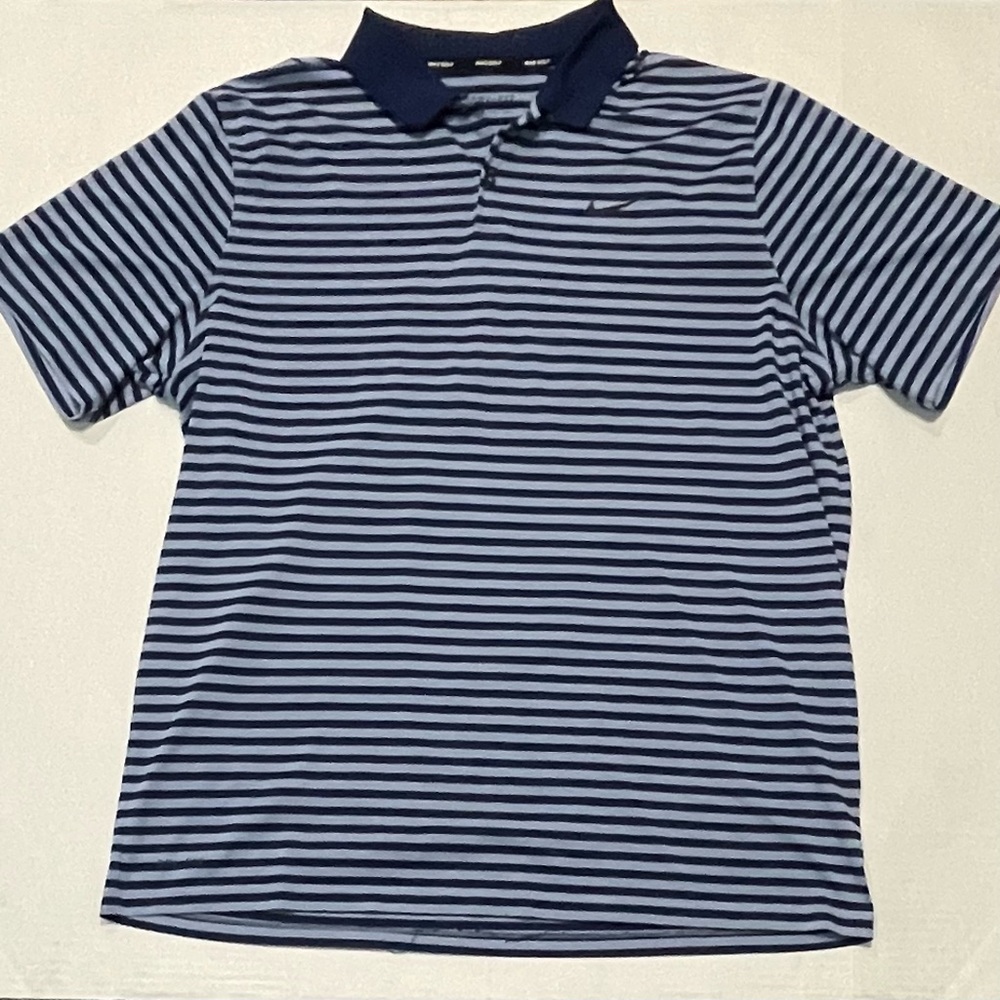 Nike Golf Dri Fit Short Sleeve Blue Stripe Polo Shirt Mens XXL